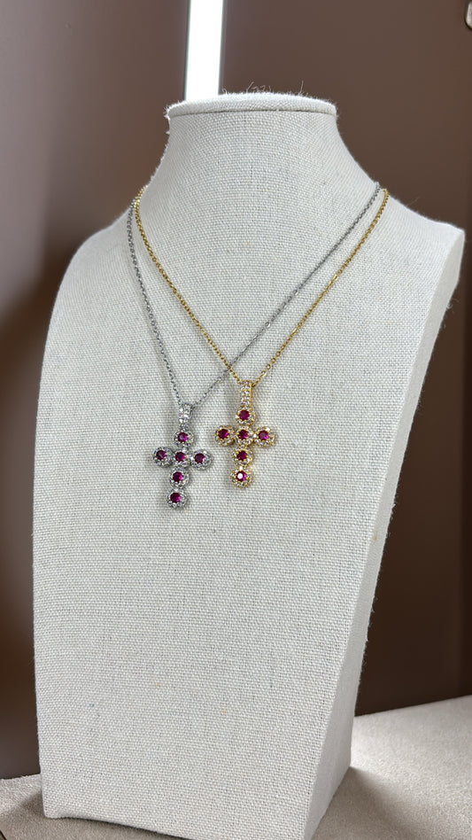 Collana Cross Color Red